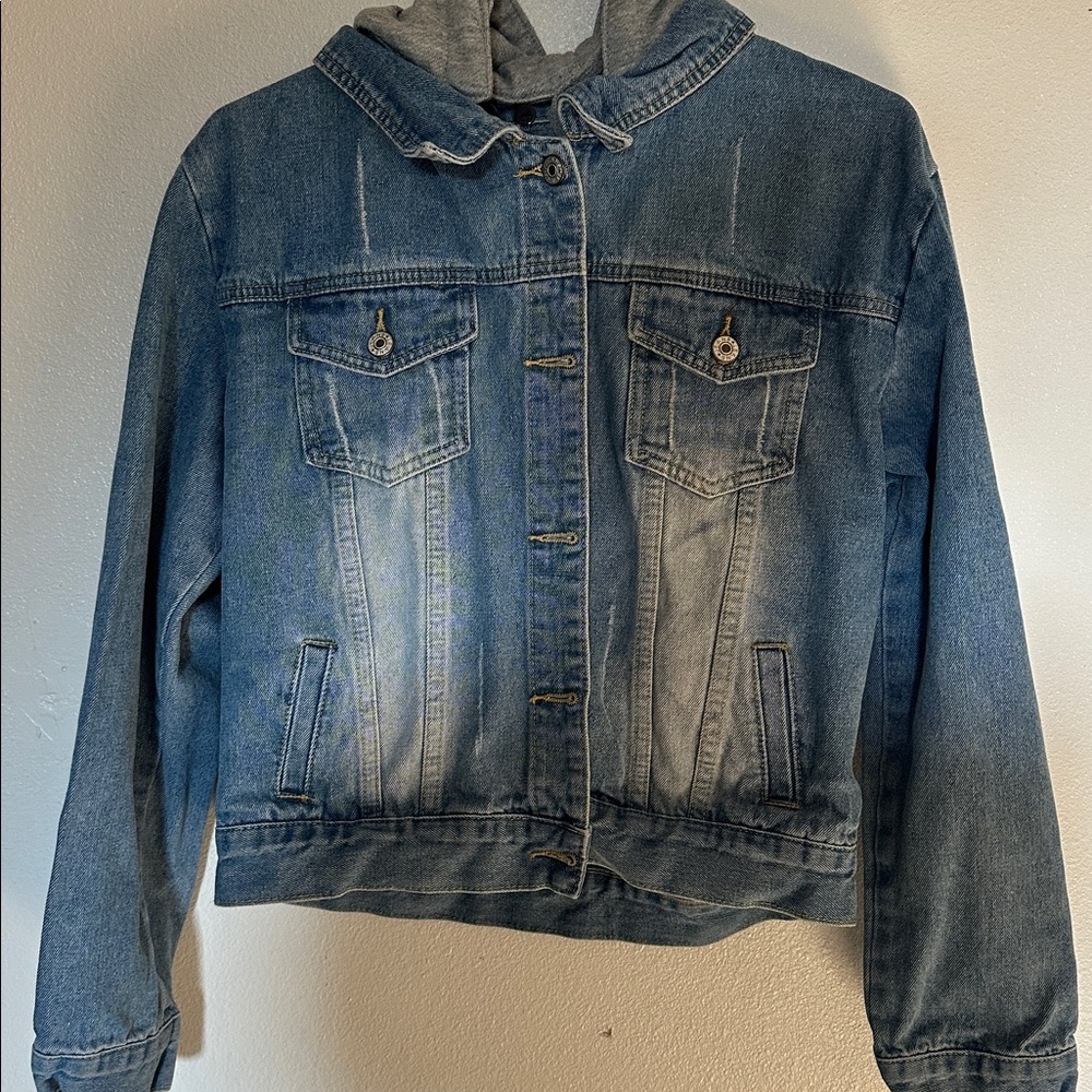Blue Denim Jacket with Hood